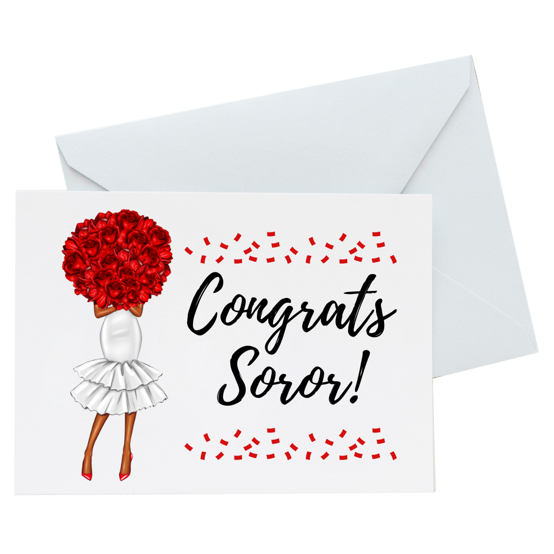 Delta Sigma Theta Congrats Card (10) Set with Flowers