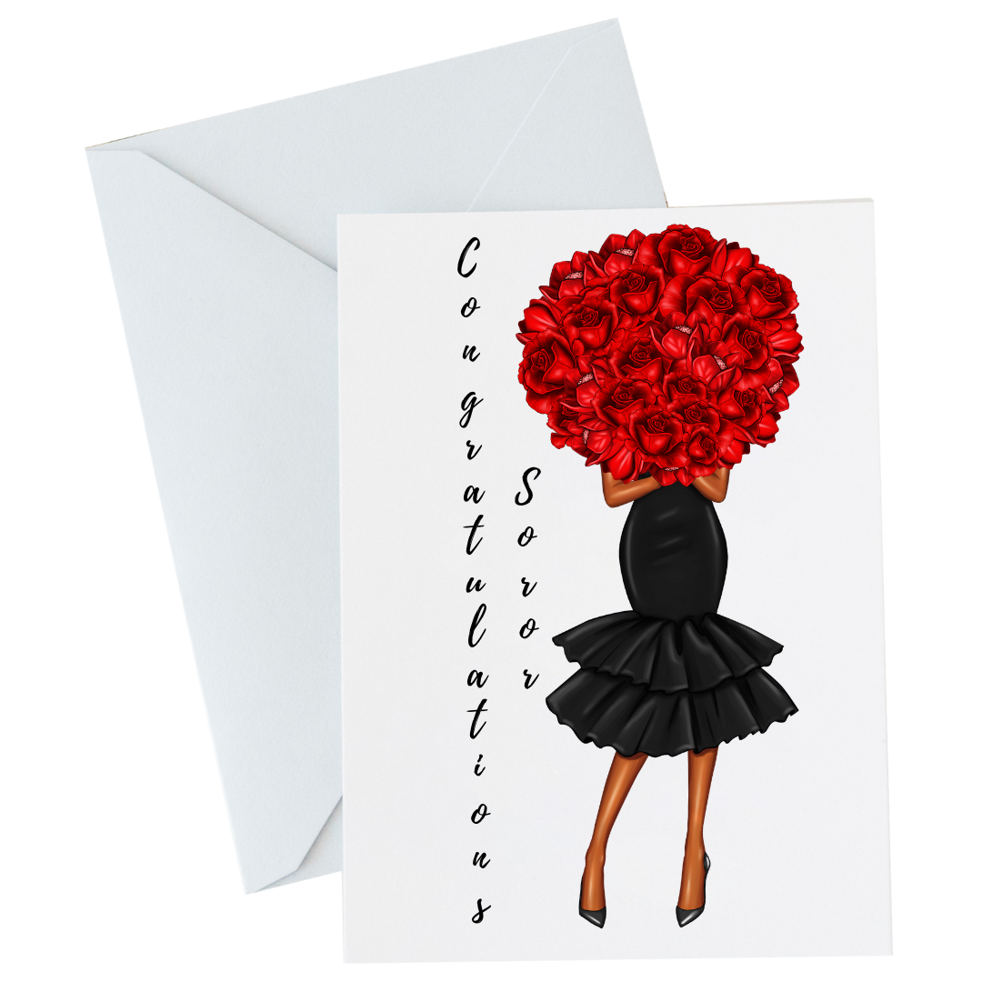 Delta Sigma Theta Congrats Card (5) Set - Vertical