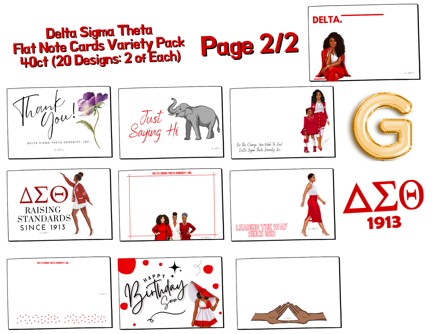 Long Beach Alumnae - FLAT Notecards MIX G (40)