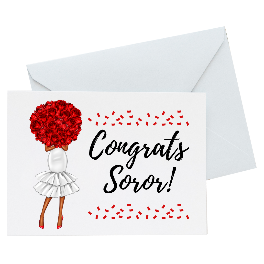 Delta Sigma Theta Congrats Card (5) Set with Flowers