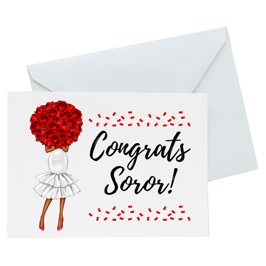 Delta Sigma Theta Congrats Card (5) Set with Flowers