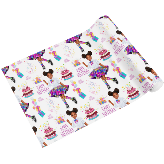Happy Birthday Wrapping Paper - Black Girl
