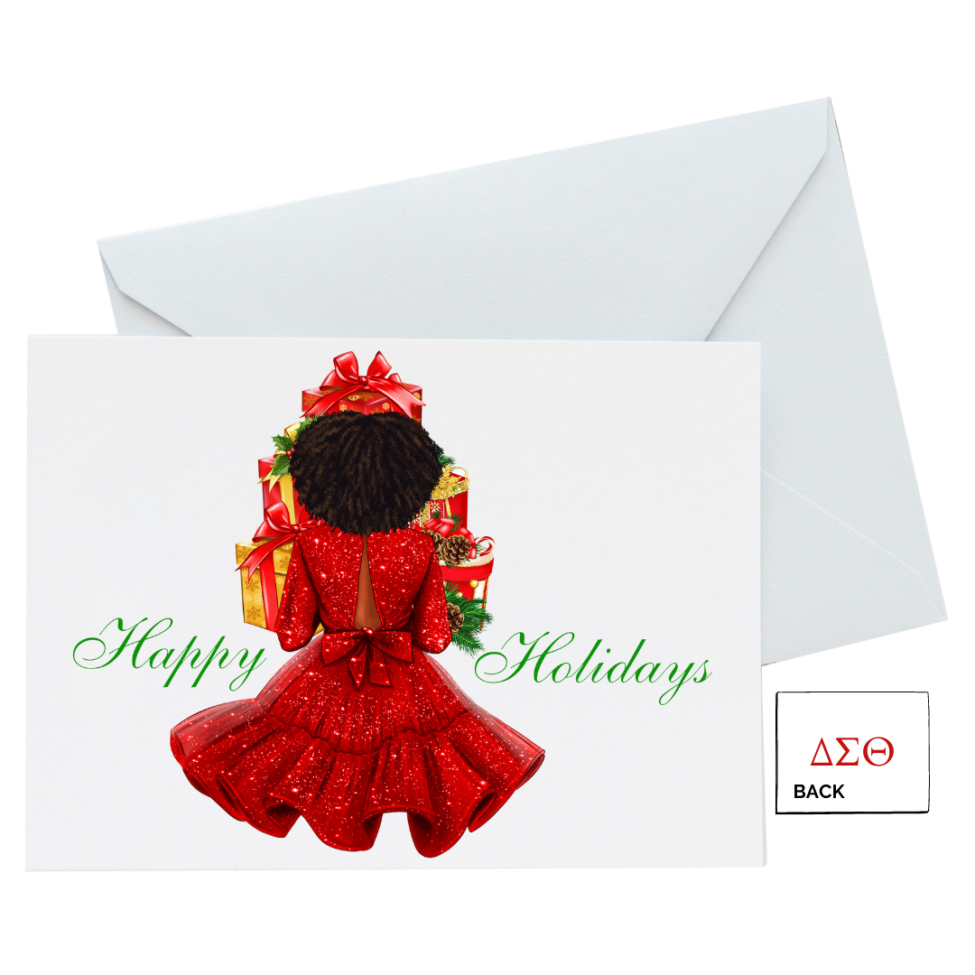 Happy Holidays or Christmas Card (5) Set - DELTA SIGMA THETA ON BACK!