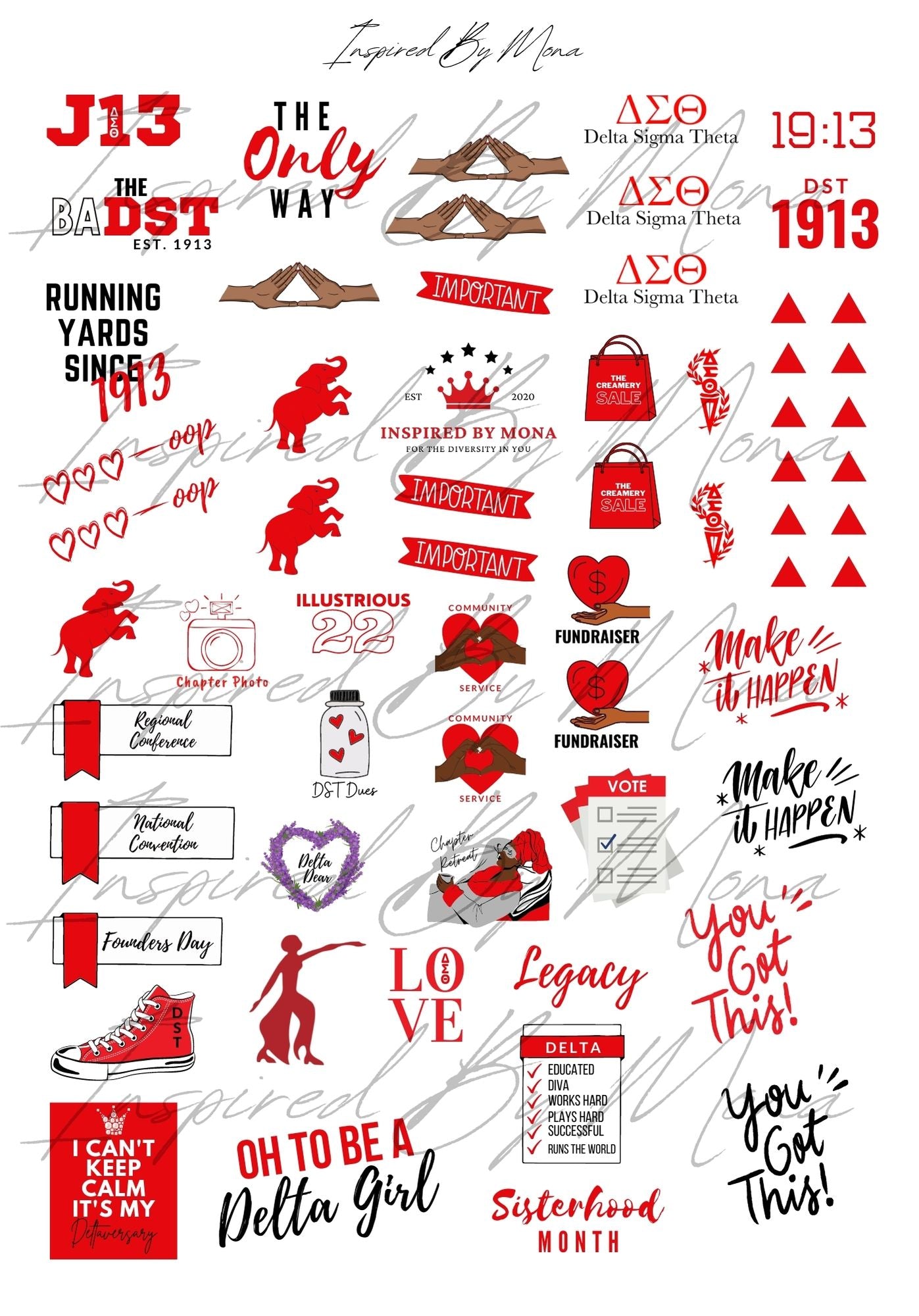 NEW DST Stickers Pack (10 Sheets) - Delta Sigma Theta Stickers Sheet